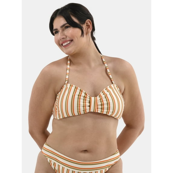 No Boundaries Women's Horizon Hues Cinched Bandeau Bikini Top, Sizes XXS-XXL