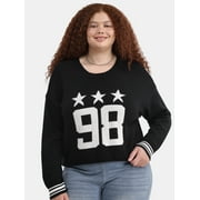 No Boundaries Graphic Pullover Sweatshirt with Long Sleeves, Lightweight, Women's & Women's Plus