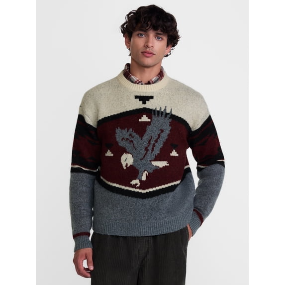 No Boundaries Eagle Intarsia Graphic Sweater, Men's Sizes XS-4XLT