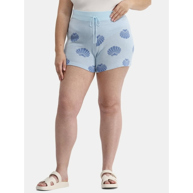 No Boundaries Intarsia Knit Shorts Coverup, 2.5'' Inseam, Women's