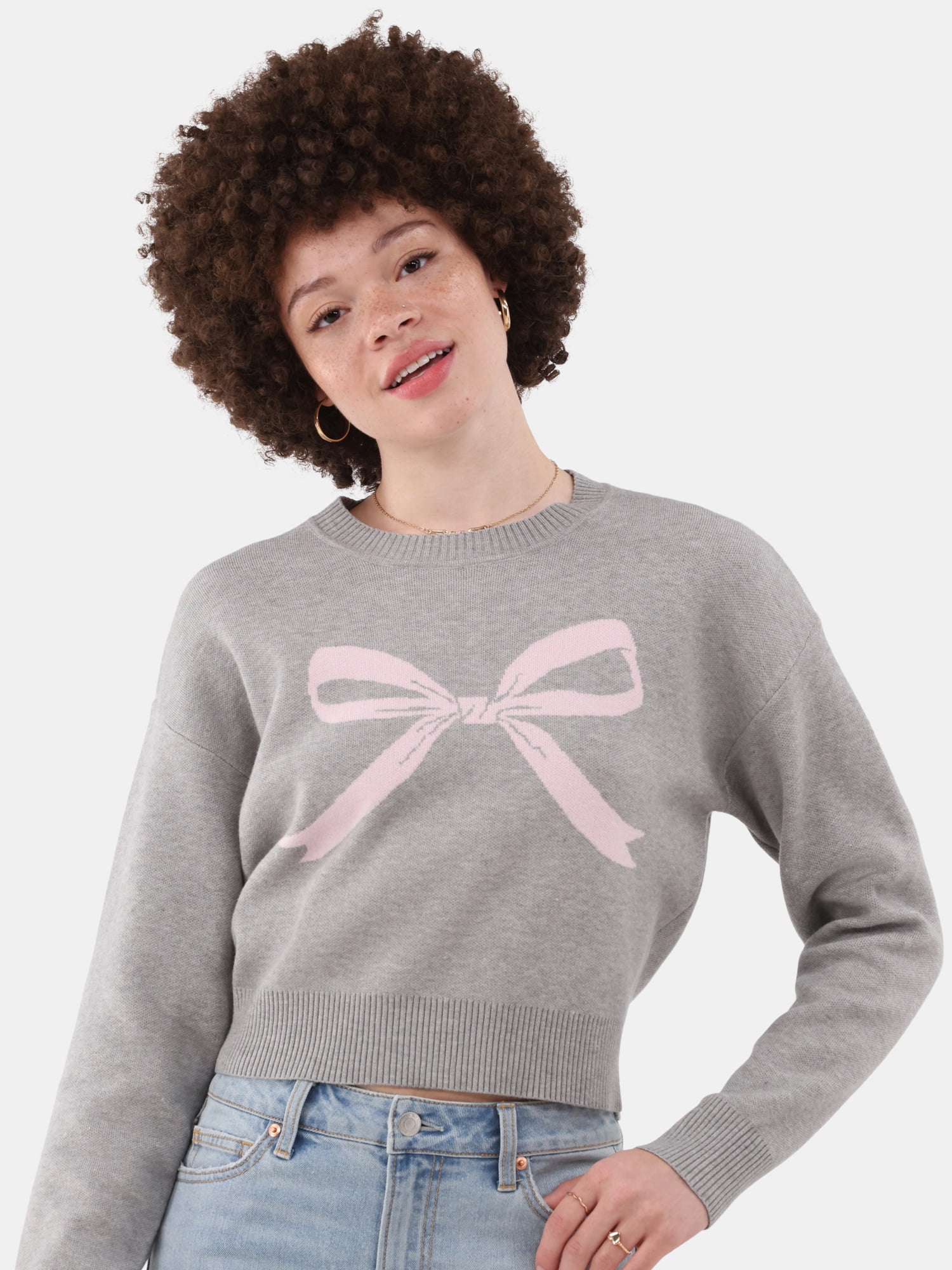 No Boundaries Jacquard Pullover Sweater, Midweight, Women’s Plus