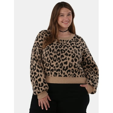 No Boundaries Jersey Knit Sweater, Lightweight, Women's Plus