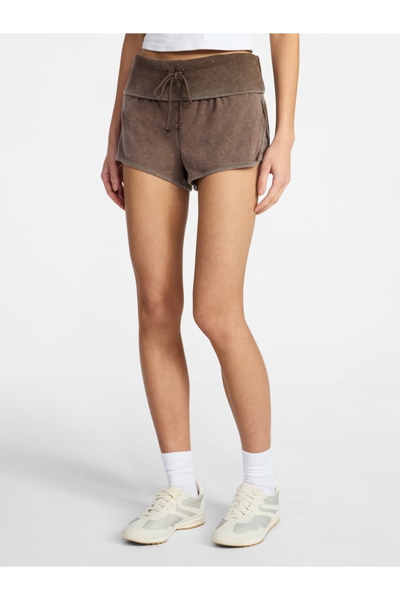 Jersey Ribbed Waistband Foldover Shorts, 1.5'' Inseam, Women's XXS-XXL