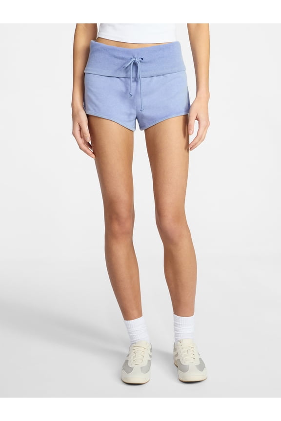 Jersey Ribbed Waistband Foldover Shorts, 1.5'' Inseam, Women's XXS-XXL