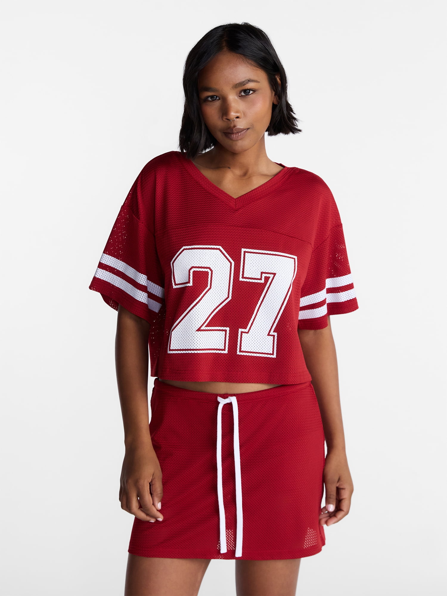 No Boundaries Jersey Top and Skort Set, 2-Piece, Women's XXS-4X