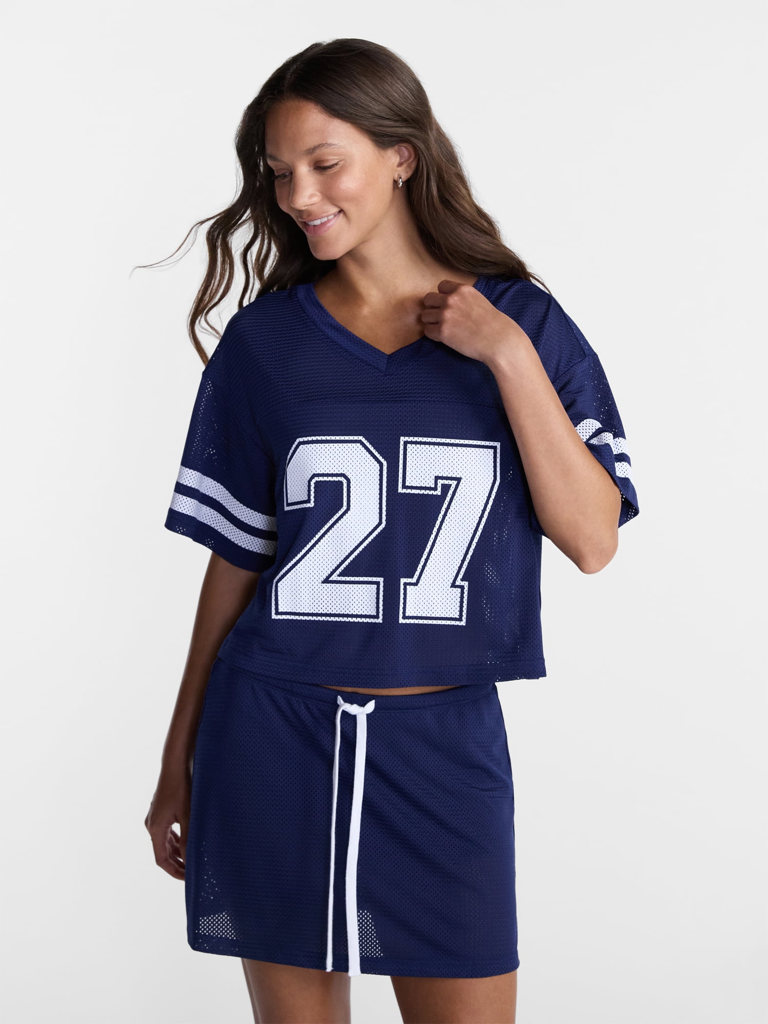 No Boundaries Jersey Top and Skort Set, 2-Piece, Women's XXS-4X