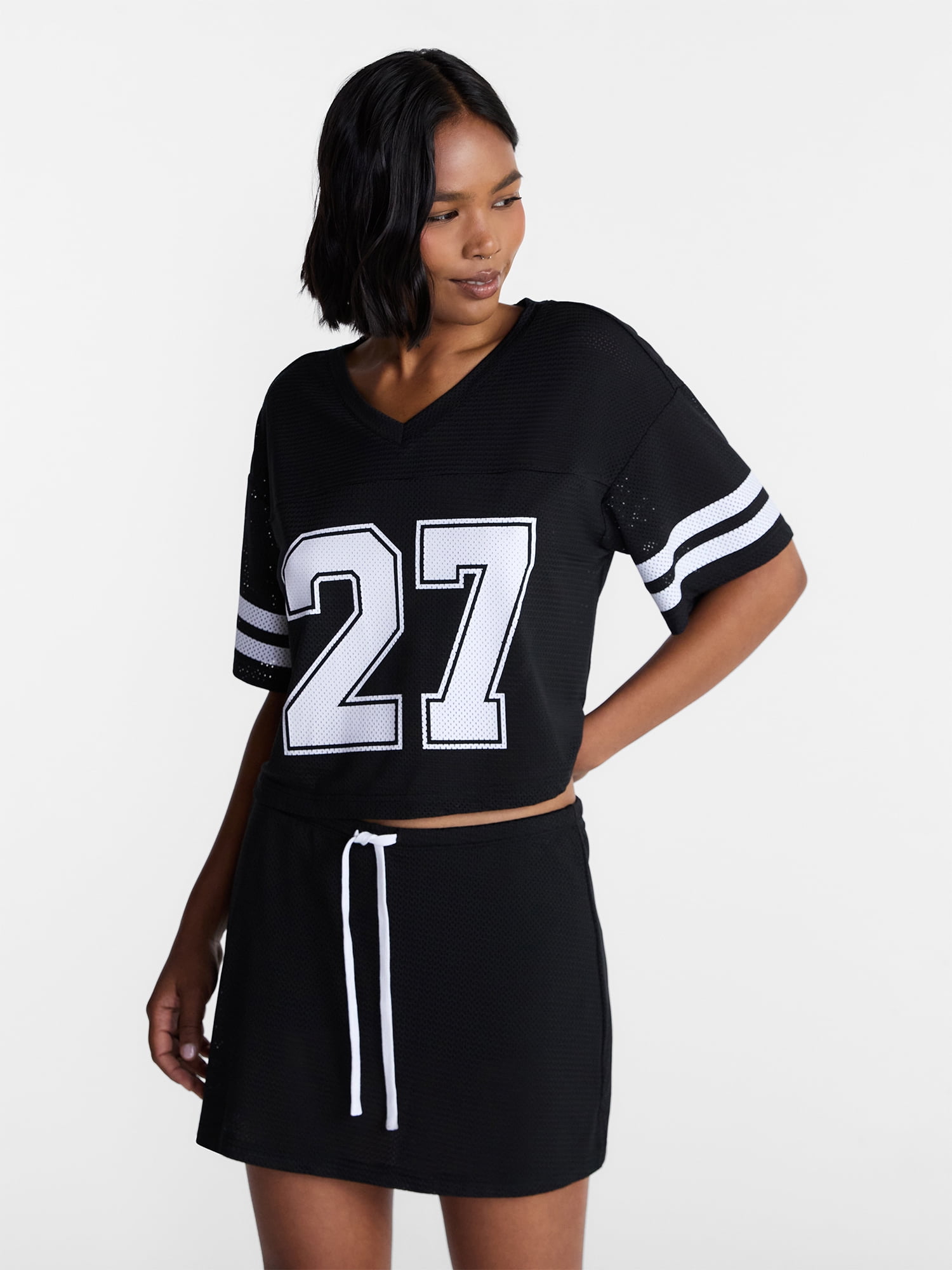 No Boundaries Jersey Top and Skort Set, 2-Piece, Women's XXS-4X