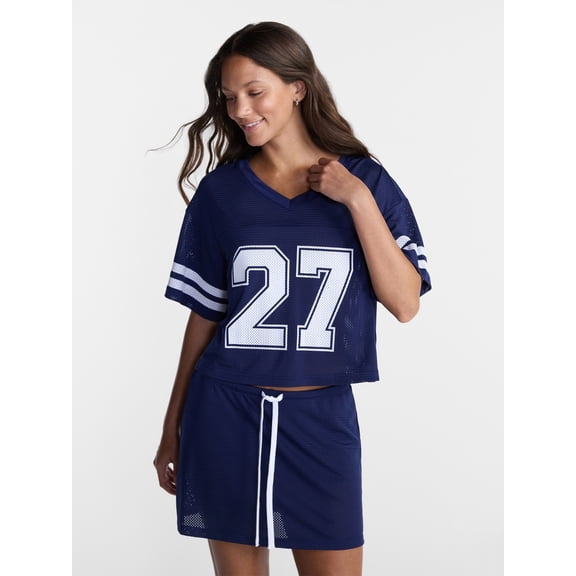 No Boundaries Jersey Top and Skort Set, 2-Piece, Women's XXS-4X
