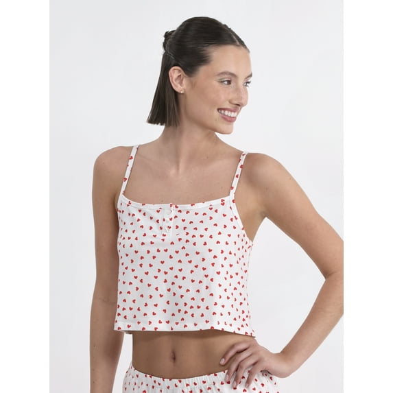 No Boundaries Jersey Sleep Henley Cami, Women's XXS-3X