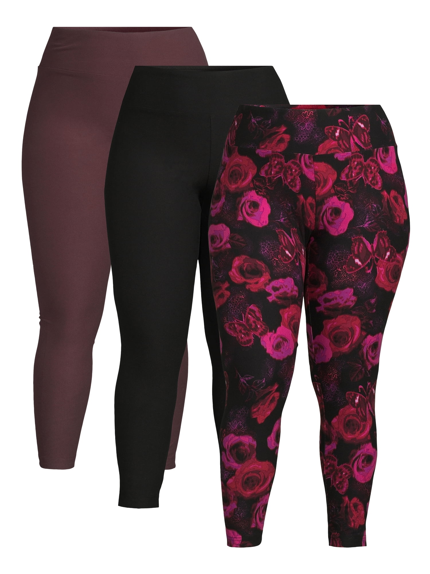 No Boundaries Women s Plus Sueded Leggings 3 Pack Sizes 1X 4X Walmart