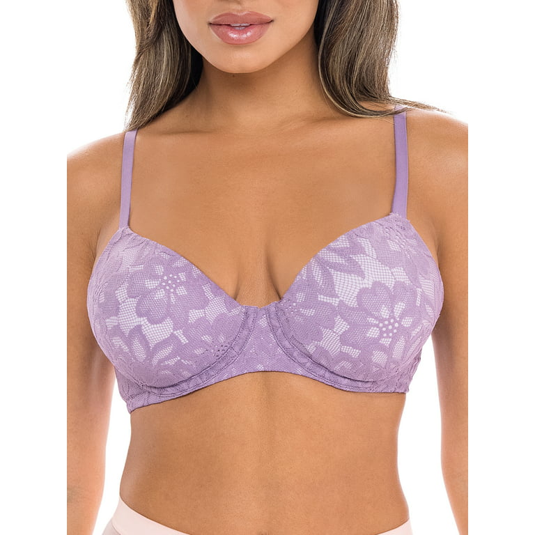 No Boundaries Junior's All Over Floral Lace Push Up Bra with