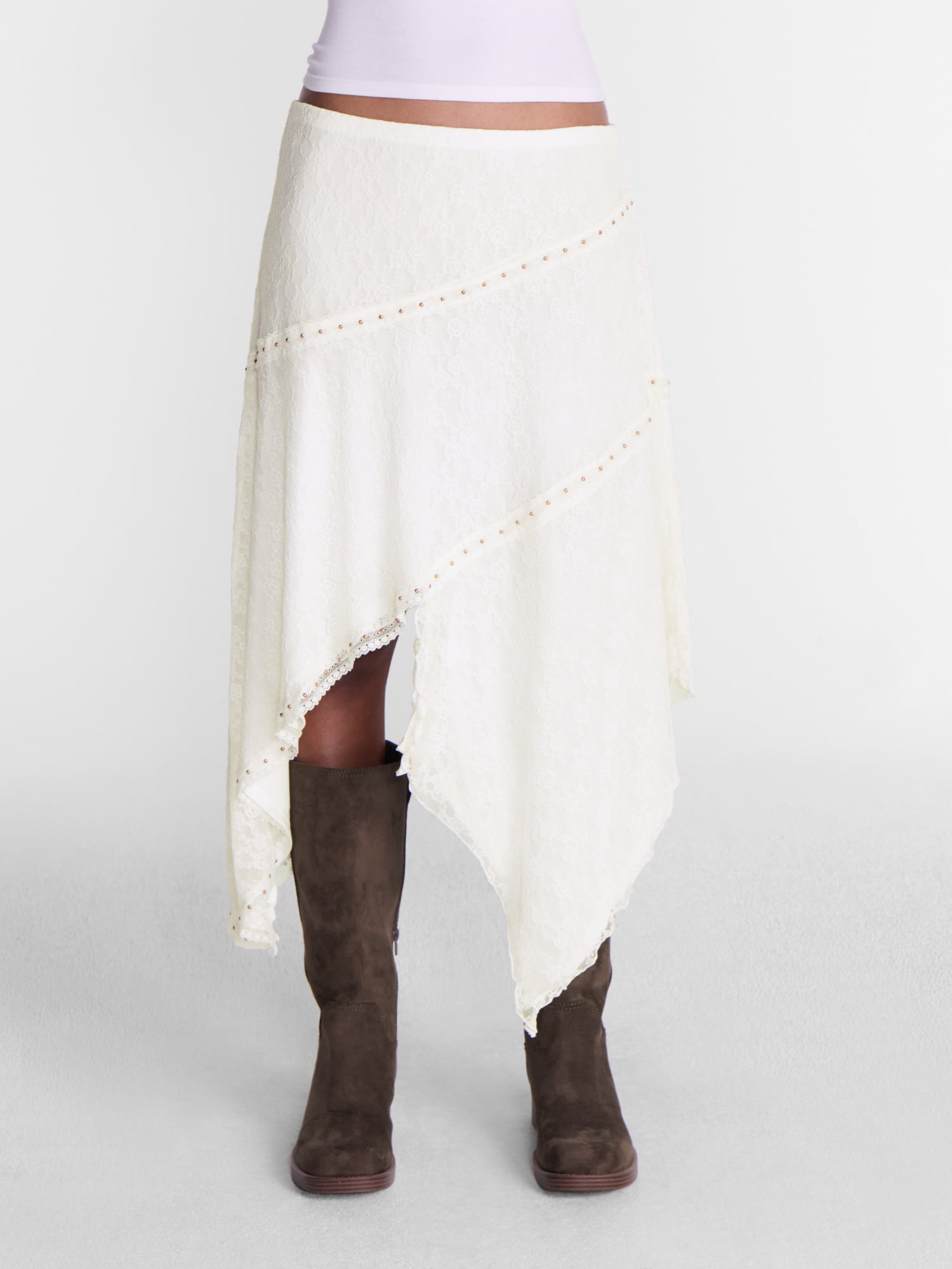 No Boundaries Asymmetrical Midi Skirt, Women’s XXS-XXL