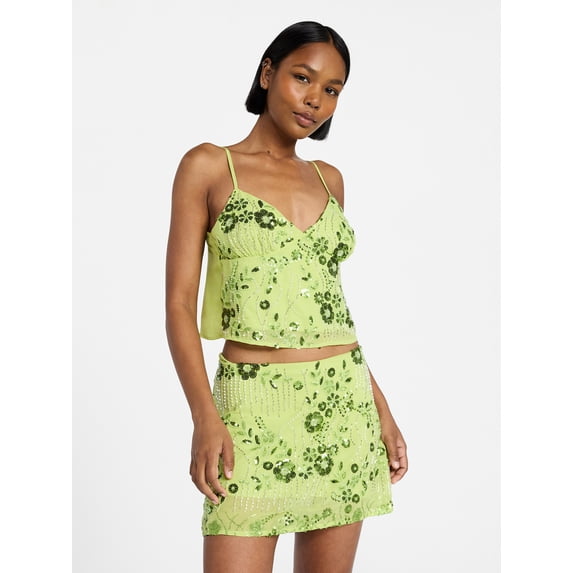 No Boundaries Junior's Beaded Camisole, Sizes XXS-XXL