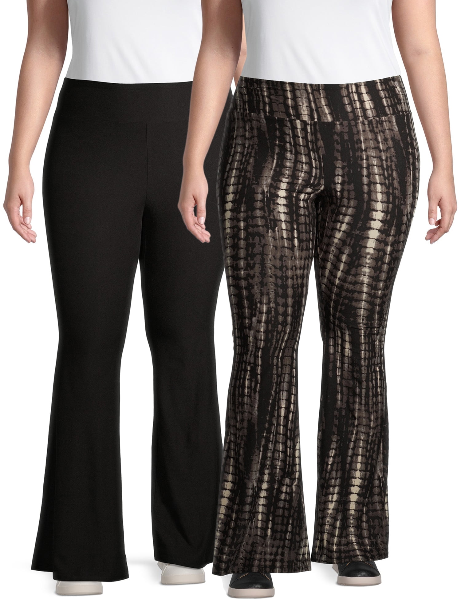 No Boundaries Juniors' Plus Size High Rise Sueded Flare Pants, 2-Pack 