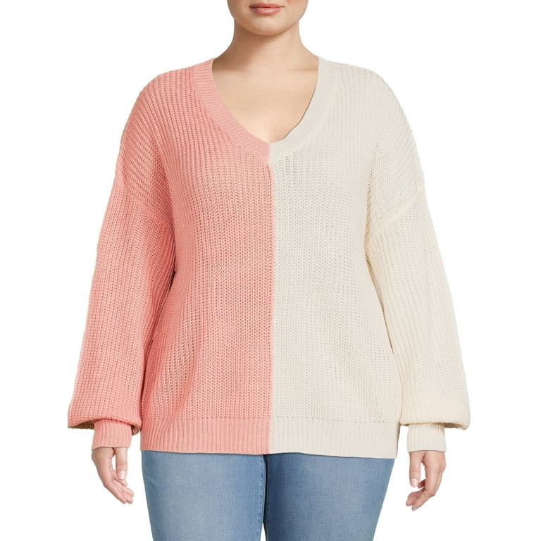 Color block sweater plus size new arrivals