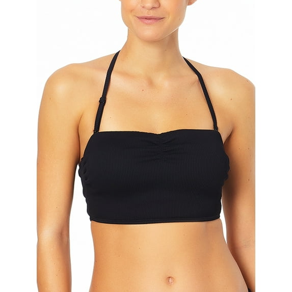 No Boundaries Junior's Raised Rib Longline Bandeau Swim Top