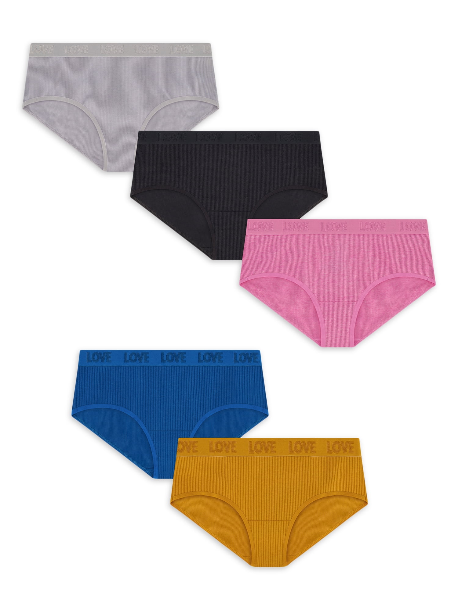No Boundaries Junior's Rib Hipster Panty, 5Pack