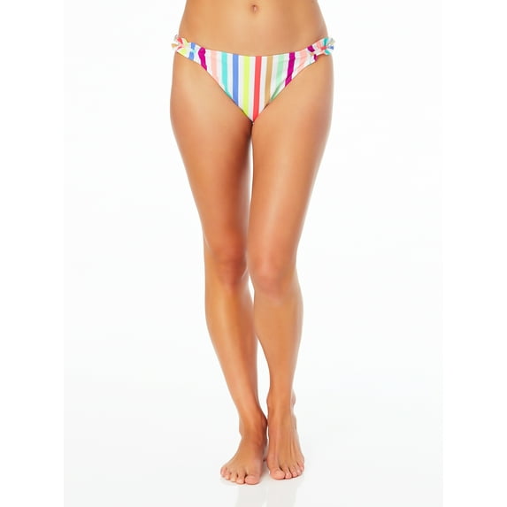 No Boundaries Junior's Ribbed Ruffle Bikini Bottom Swimsuit