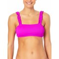 thumbnail image 1 of No Boundaries Junior's Ribbed Ruffle Strap Bandeau Bikini Top Swimsuit, 1 of 4