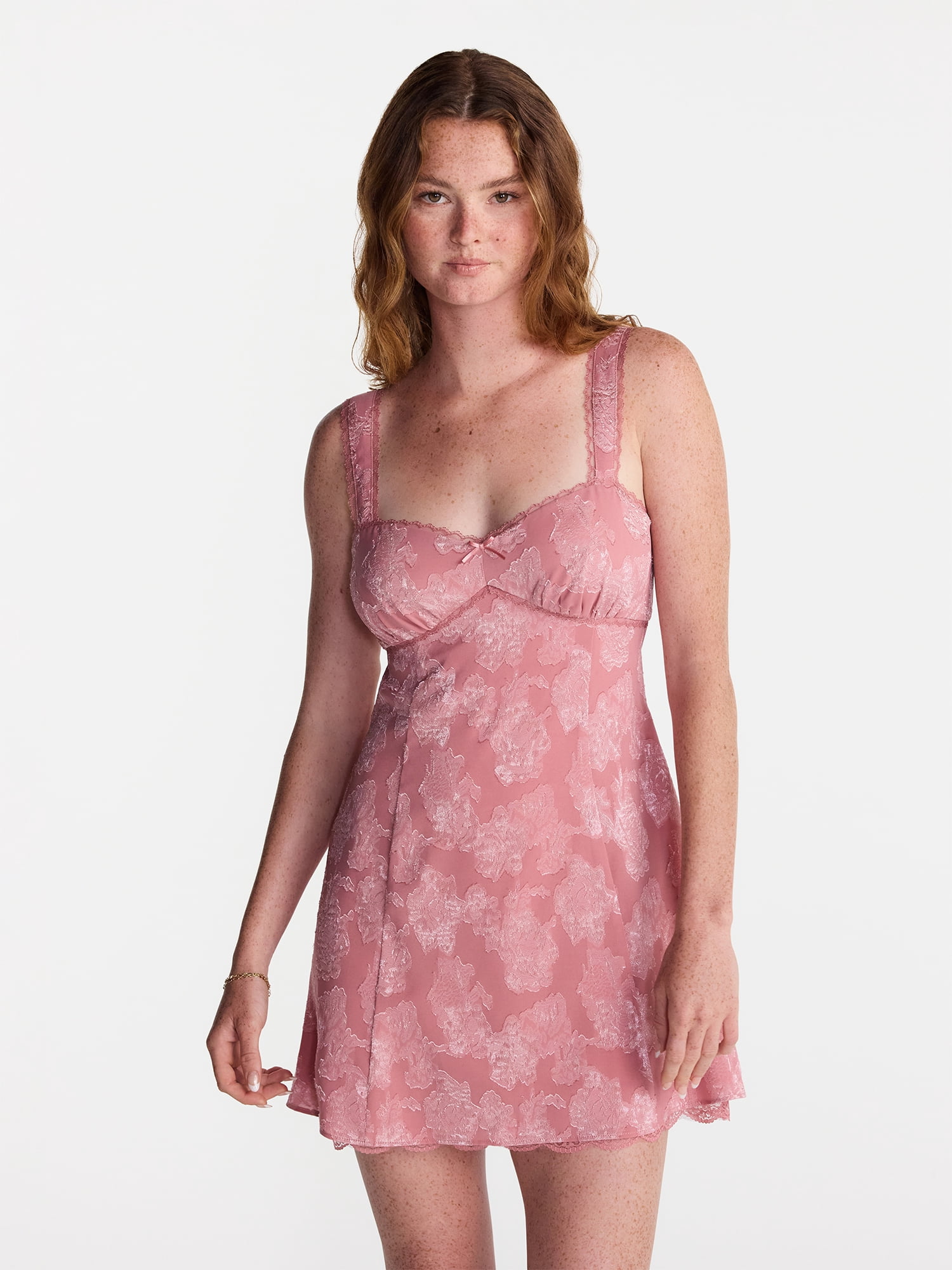 No Boundaries Junior's Satin Jacquard Mini Dress, Sizes XXS-XXL