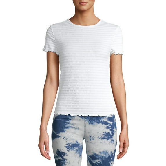 No Boundaries Junior's Smock Knit Short Sleeve Top