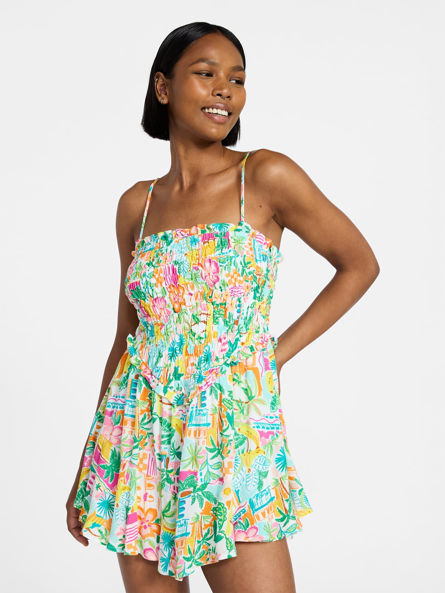 No Boundaries Smocked Romper, Women's XXS-XXL