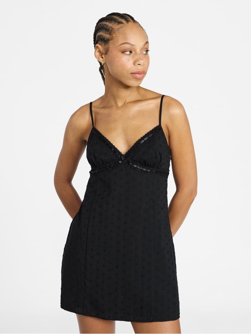 No Boundaries Cotton A Line Mini Dress, Women's Xxs-xxl, Black No Boundaries Cotton A Line Mini Dress, Women's Xxs-xxl, Black