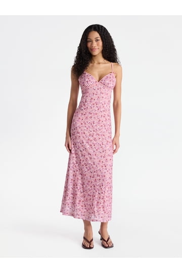 open lace back dress Pink Chiffon A-line V-neck Long Bridesmaid Dresses, Wedding Party Dress,  MBD161