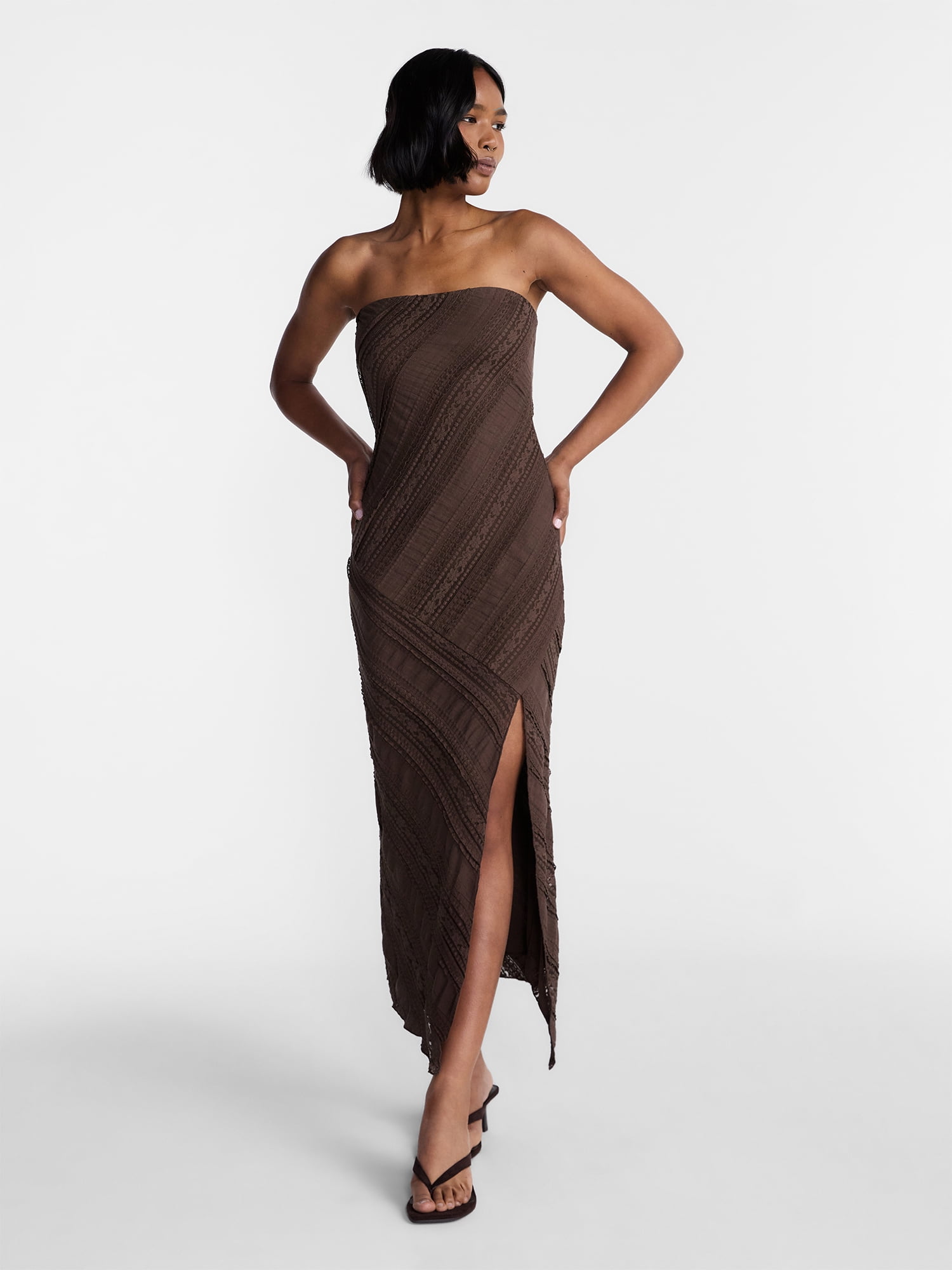 lace asymmetrical dress No Boundaries Tube Dress, Women's XXS-XXL Mini dress Color:Floral-Denim Day To Night Morph Mens 1990s Gold out back and zip