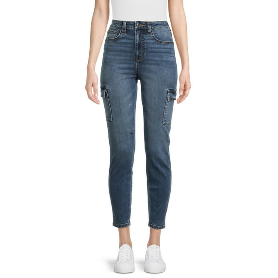 No Boundaries Juniors Ankle High Rise Cargo Skinny Jean