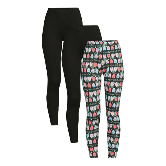 No Boundaries Juniors' Ankle Holiday Leggings, 3-Pack