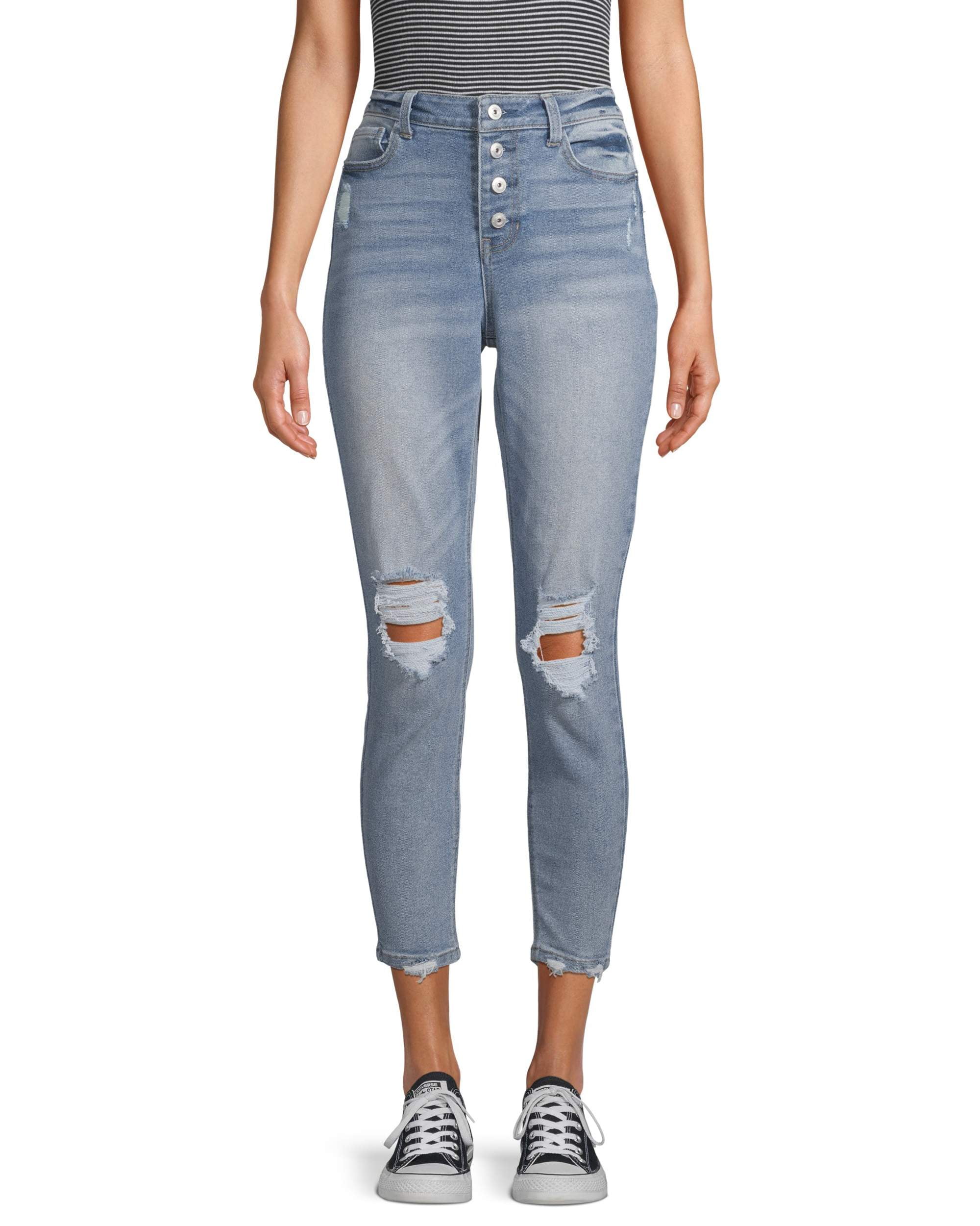 No Boundaries Juniors' Authentic Destructed Skinny Jeans - Walmart.com