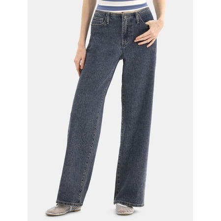 No Boundaries Mid-Rise Baggy Wide Leg Jeans, 31.5'' Inseam, Women's