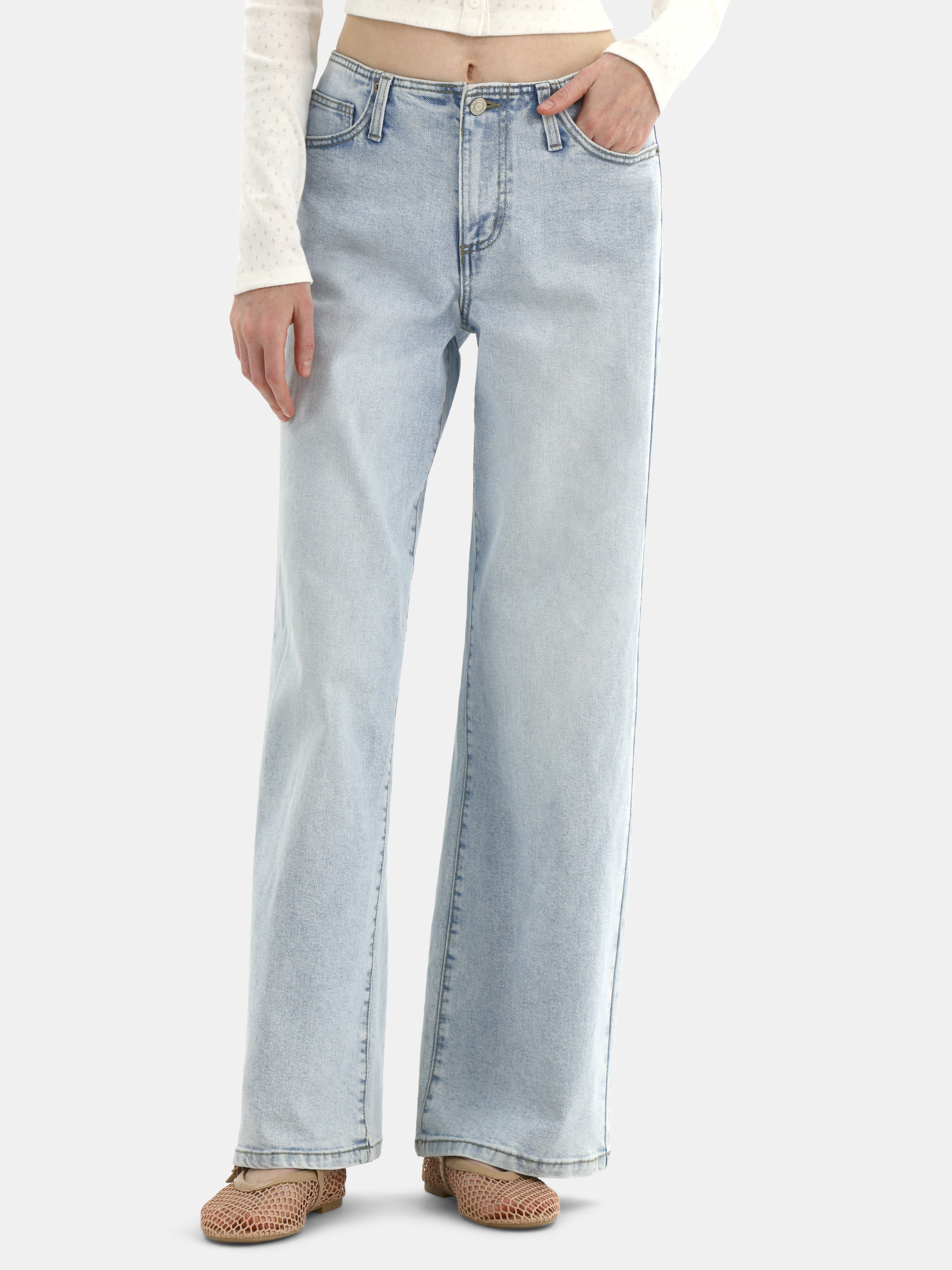 Mid-Rise Baggy Wide Leg Jeans, 31.5'' Inseam, Women's