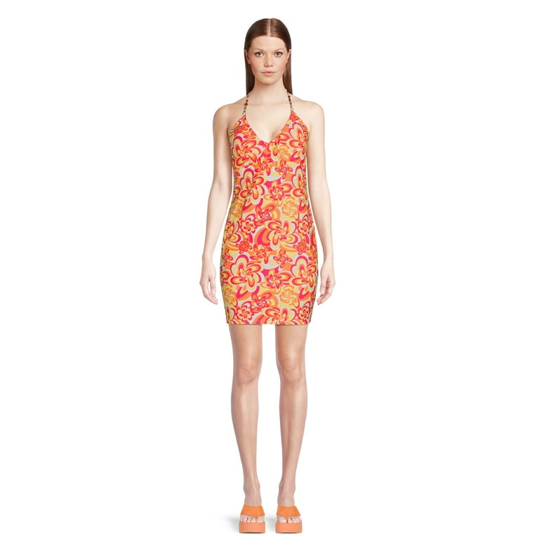 No Boundaries Juniors Beaded Halter Dress, Sizes XS-XXXL