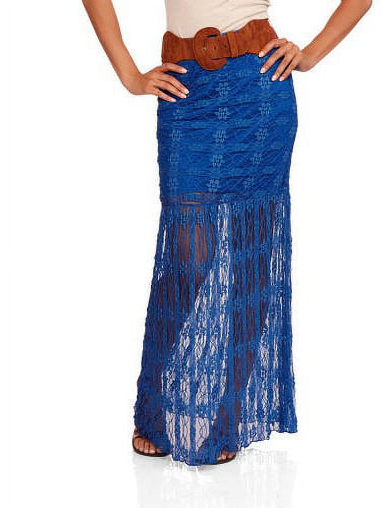 No Boundaries Juniors' Belted Lace Maxi Skirt - Walmart.com