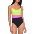 thumbnail image 1 of No Boundaries Juniors' Block it Out Colorblocked One-Piece Swimsuit, 1 of 3