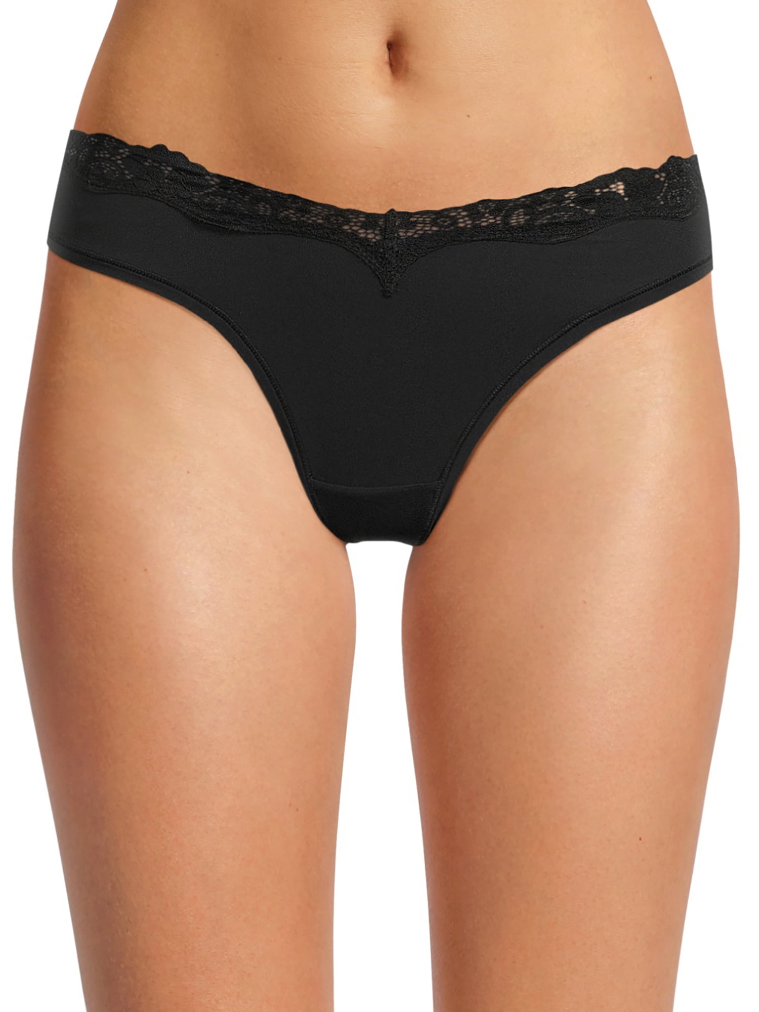 No Boundaries Thong Panty with Lace, Trim Women’s and Women’s Plus