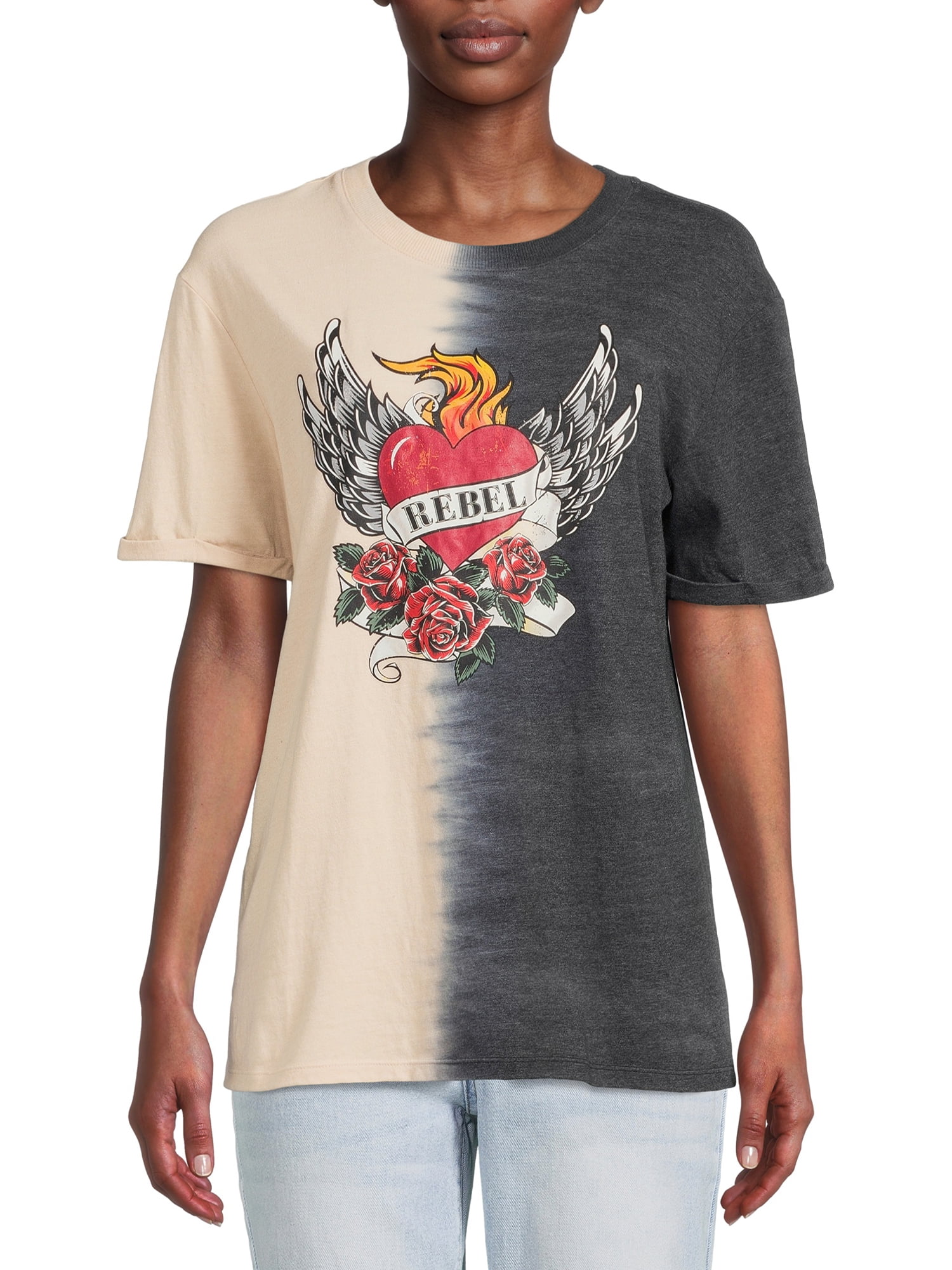 No Boundaries Juniors’ Boyfriend Graphic Tee with Short Sleeves