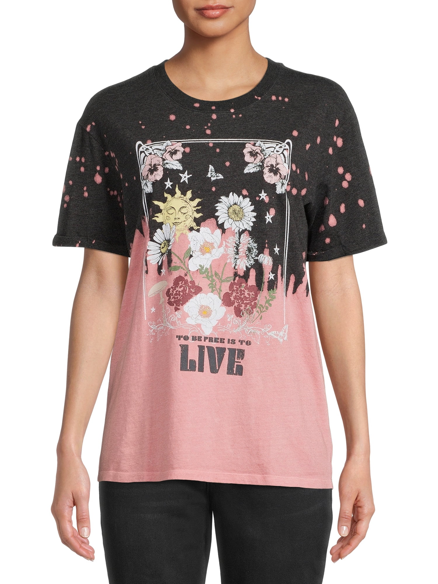 No Boundaries Juniors’ Boyfriend Graphic Tee with Short Sleeves