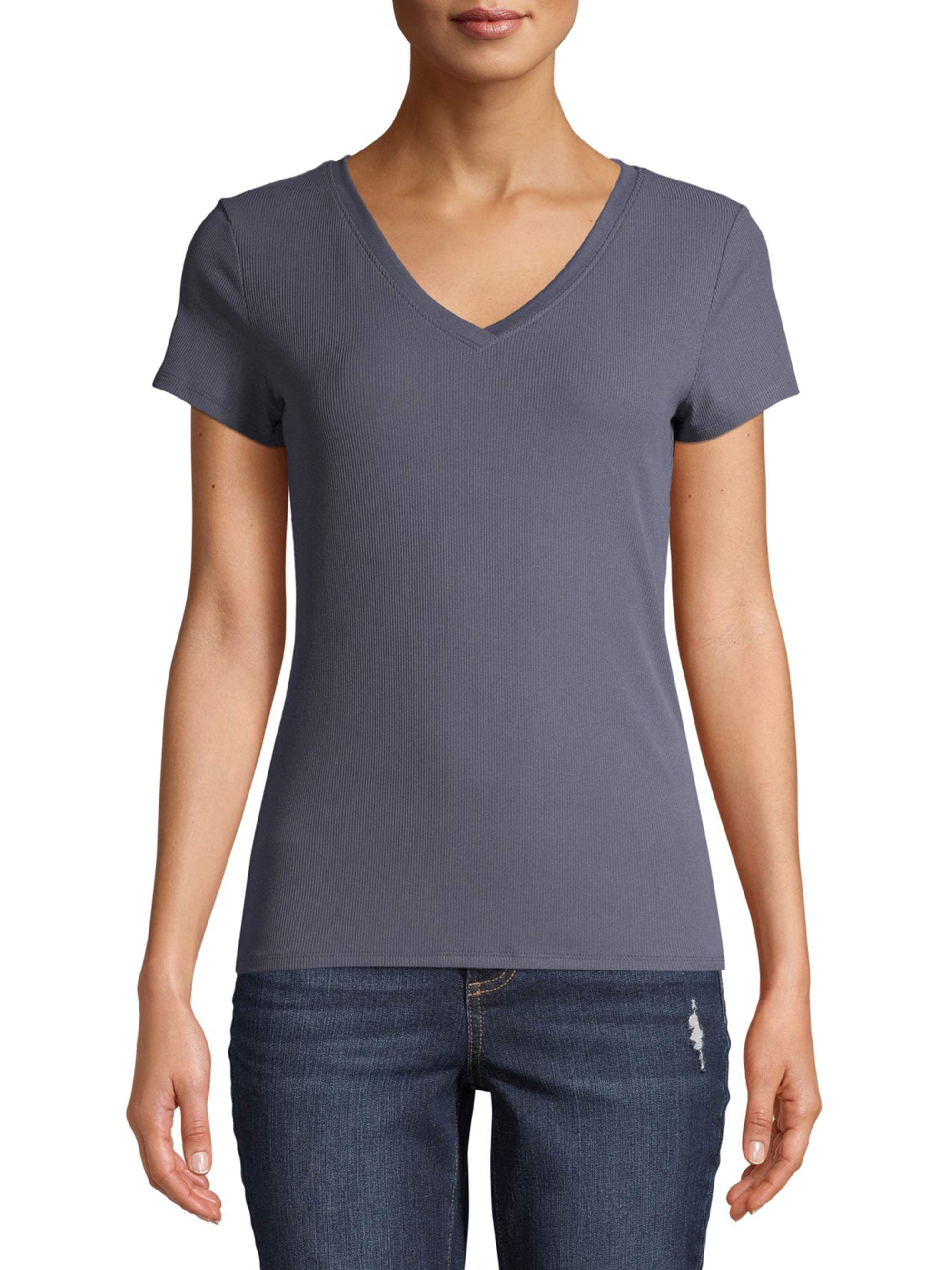 No Boundaries Juniors' Brushed V-Neck Short Sleeve T-Shirt