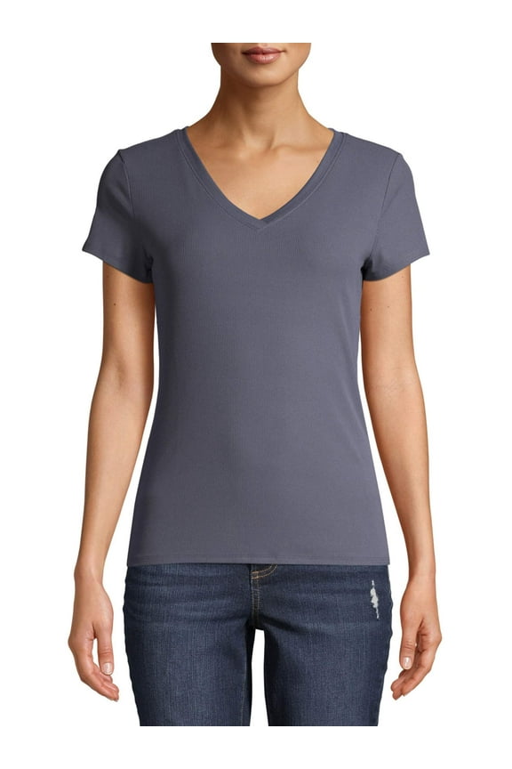 Juniors' Brushed V-Neck Short Sleeve T-Shirt