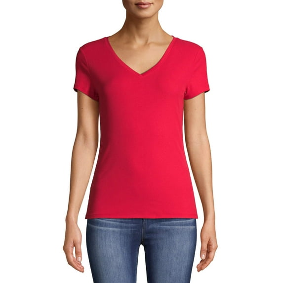 No Boundaries Juniors' Brushed V-Neck Short Sleeve T-Shirt