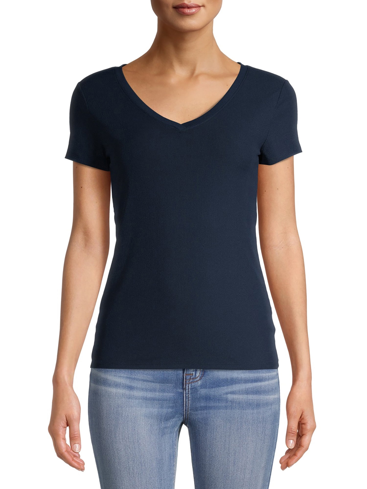 No Boundaries Juniors' Brushed V-Neck Short Sleeve T-Shirt