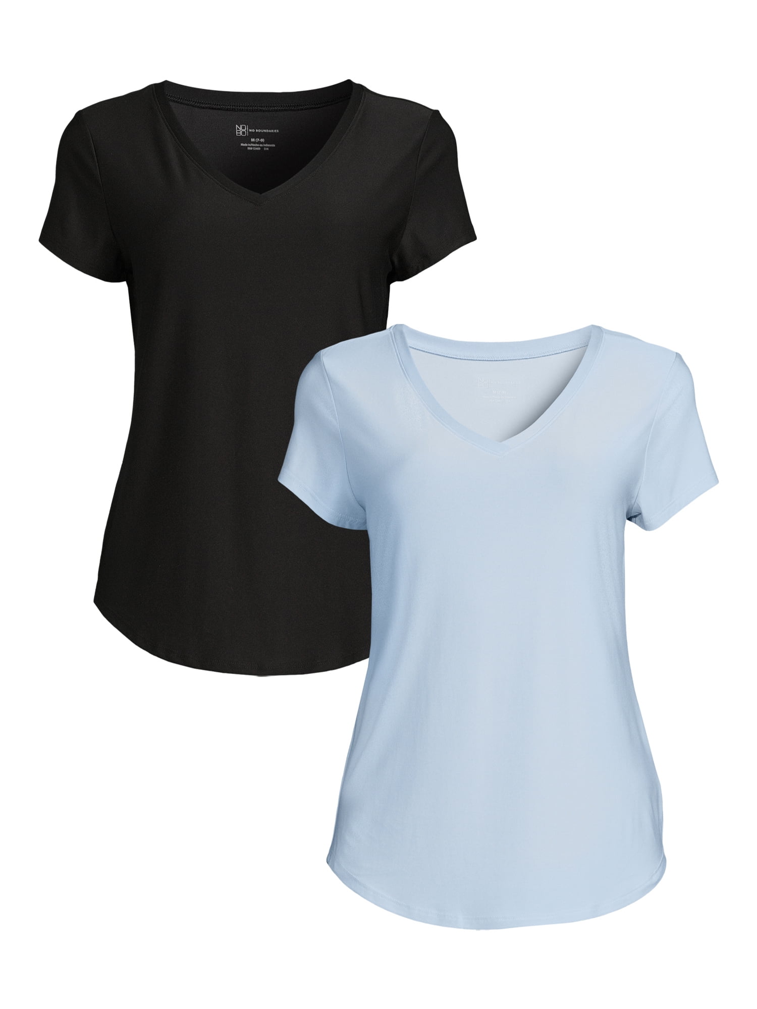 No Boundaries Juniors Brushed V-Neck T-Shirt with Short
