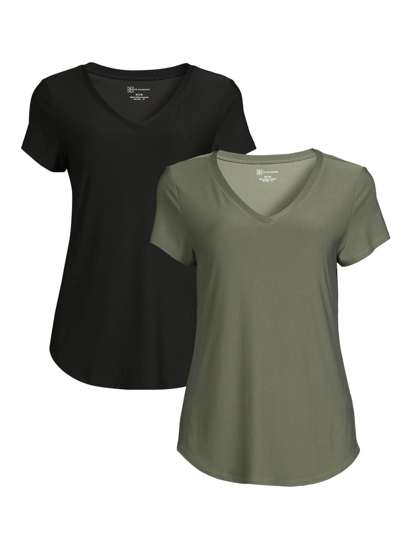 SOIL V-NECK PINTUCK S/S SHIRT サイズ2 Epic Womens Girls Color Blocked Performance V-Neck Shirt