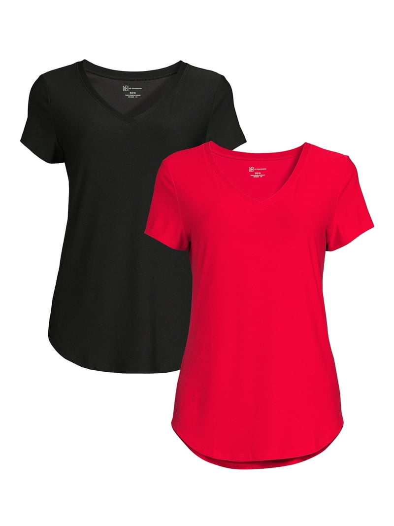 No Boundaries Juniors Brushed V-Neck T-Shirt with Short