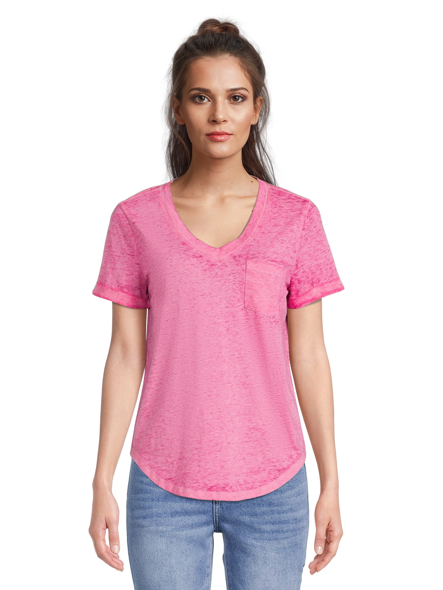 No Boundaries Juniors Burnout V-Neck T-Shirt - Walmart Business Supplies