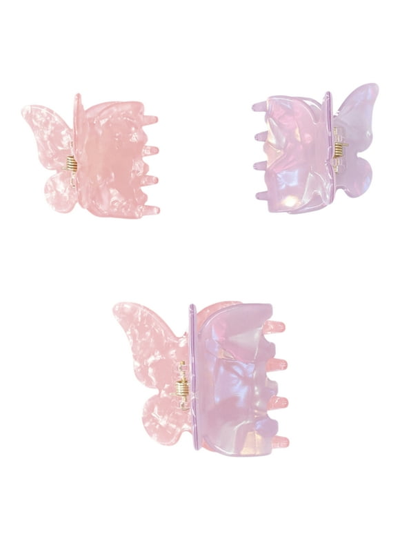 No Boundaries Juniors Butterfly Hair Claw Clip Set, 3-Pack, Purple
