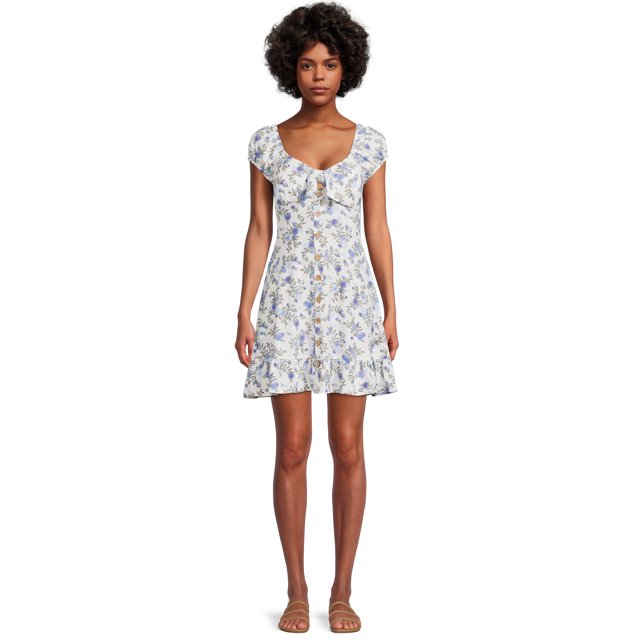 No Boundaries Juniors Button Front Dress, Sizes XS3XL